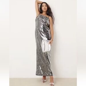 Ever New Shimmering Silver Evening Gown - Size 0 NYE Holiday Dress